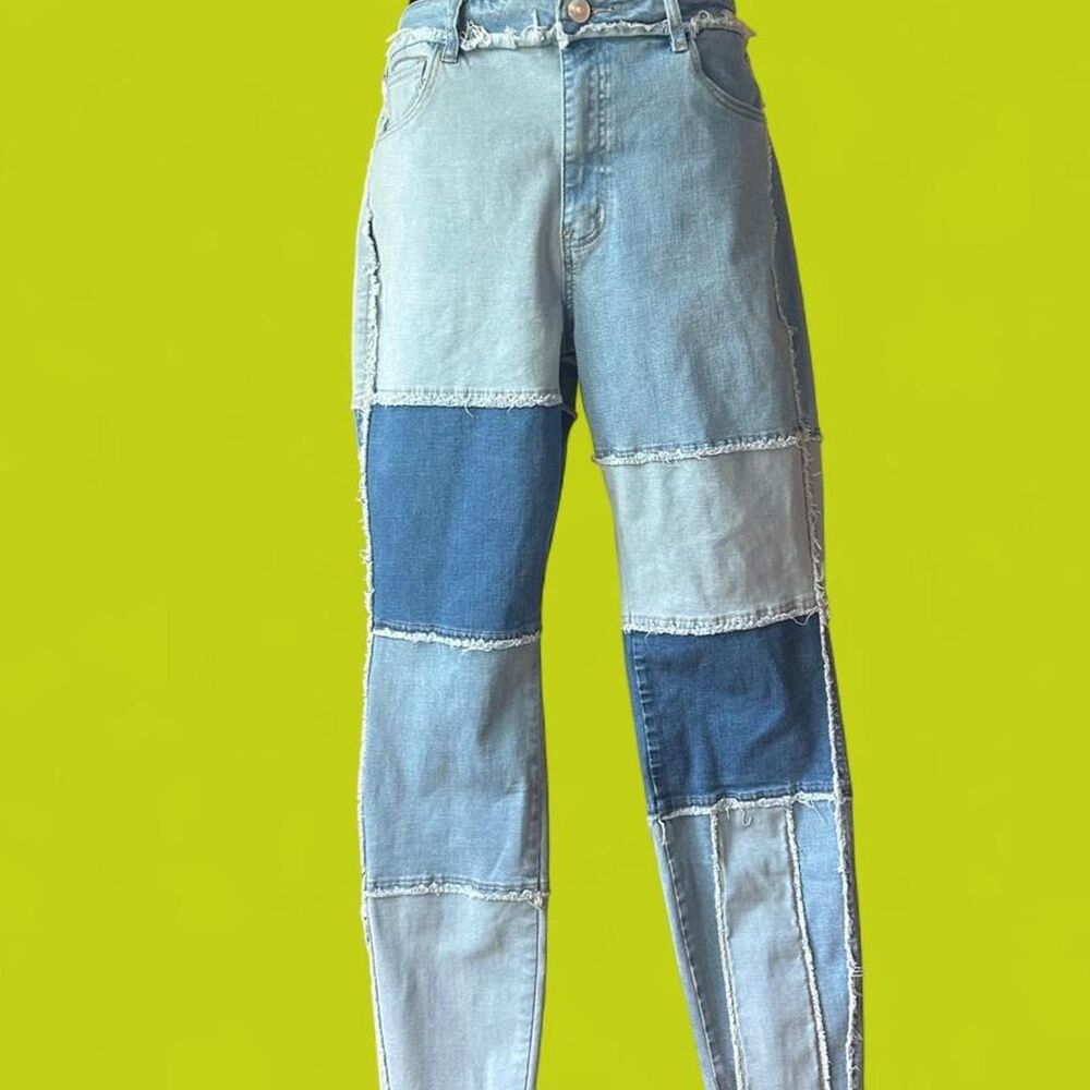 Rue21 Patchwork Two Tone Denim Jeans Colorblock Y2K Size 16